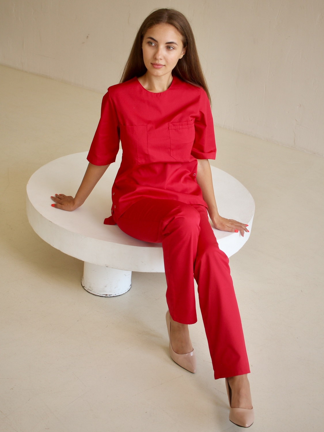 Жіночий медичний костюм хірургічний 20-08 червоний